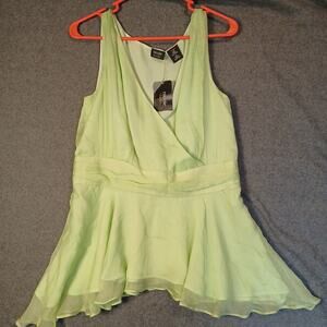Nicole By Nicole Miller Silk Top. Size 12 Nile Green NWT Sleeveless